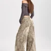 Pantalon léopard femme cargo – taille haute large coupe streetwear