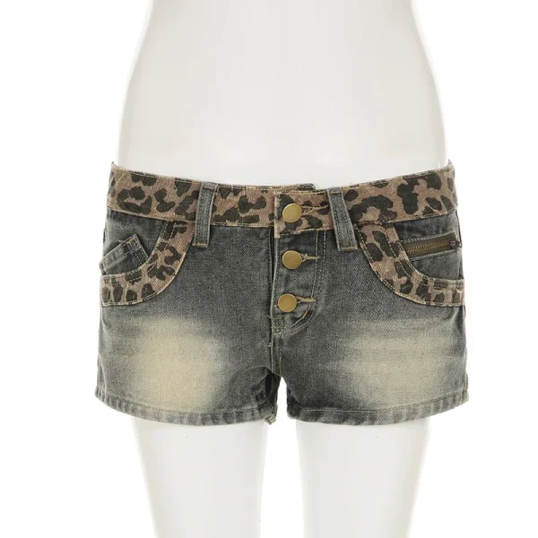 Short léopard femme denim rétro sexy hot pants