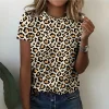 t-shirt leopard col rond