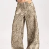 Pantalon léopard femme cargo – taille haute large coupe streetwear