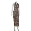 Robe léopard femme sequins – Dos nu et coupe slim élégante