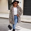 Manteau léopard femme – Fausse fourrure mi-longue chaude et élégante