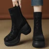 Bottes punk léopard femme – cuir patchwork talon chunky