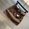 Mini jupe léopard femme en jean – taille haute sexy café denim