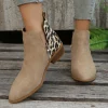 Boots léopard femme – bottines zippées à talon carré