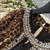 Robe léopard femme sexy – Taille haute élégante avec strass scintillants