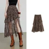 Jupe longue léopard femme fendue en chiffon – Élégante et fluide