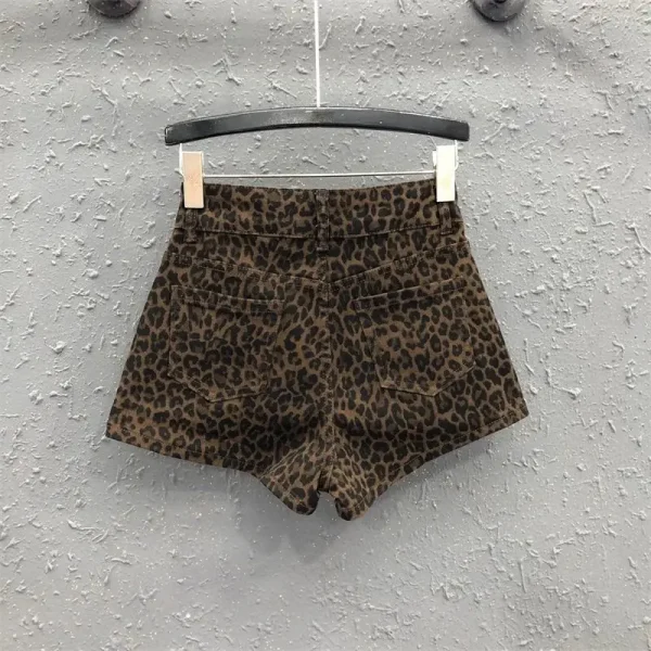 Short léopard femme taille haute – Jean irrégulier large