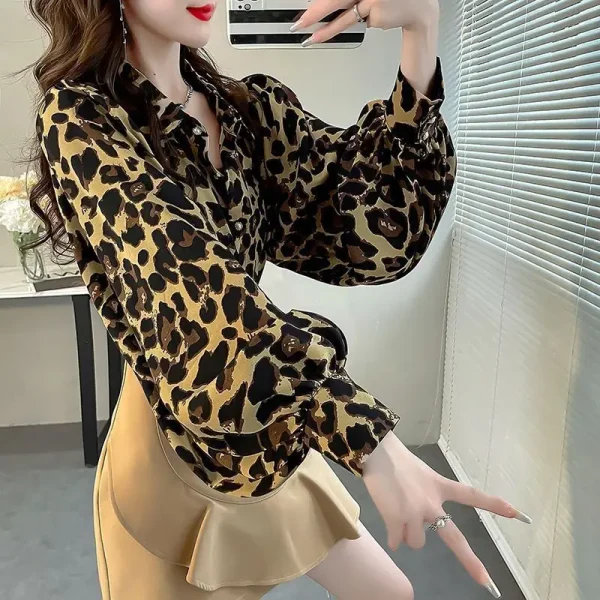 chemise leopard chic femme marron
