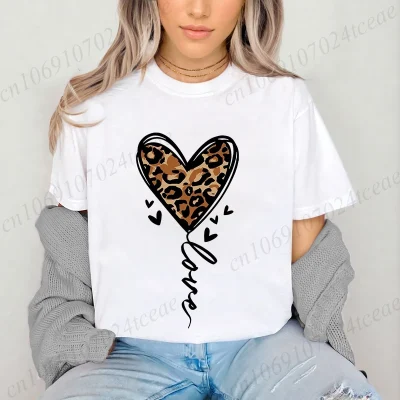 t shirt coeur leopard femme