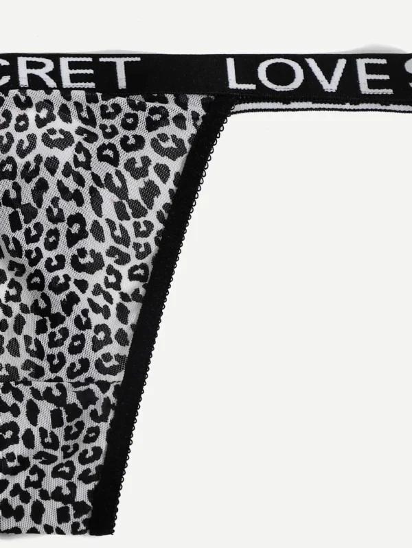 String Léopard Ficelle Noire "Love Secret"