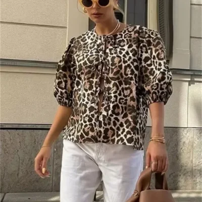 chemise imprimée leopard femme