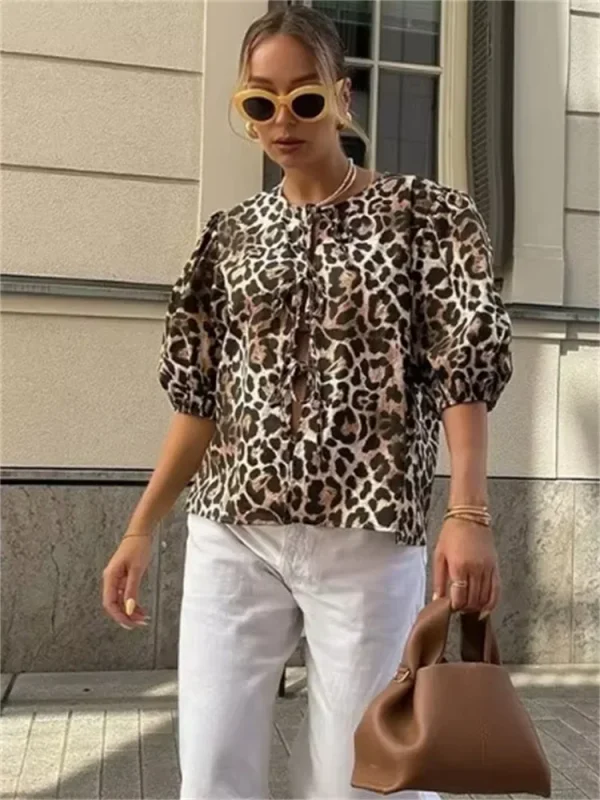 chemise imprimée leopard femme