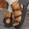 Sandales léopard femme – plateforme compensée