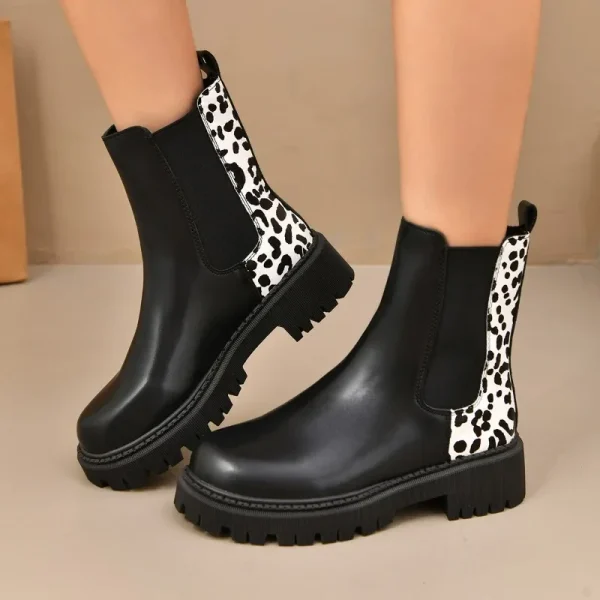 bottine leopard femme noir