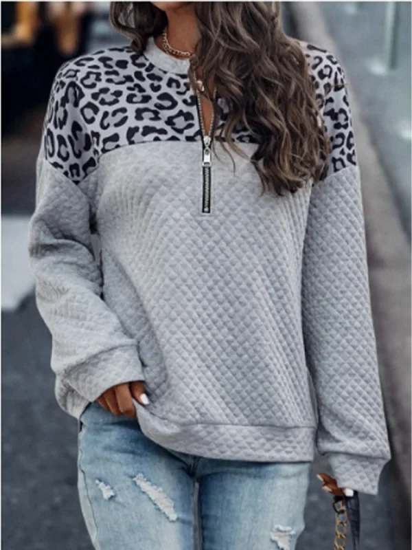 Pull léopard femme manches longues automne-hiver