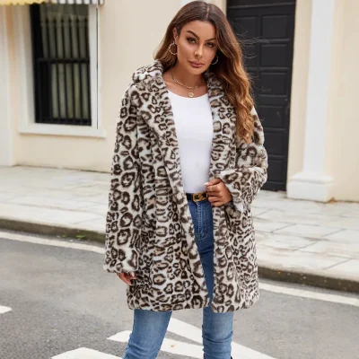 manteau leopard femme marron