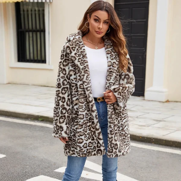 manteau leopard femme marron