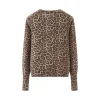 Pull léopard femme col rond tricoté – Mode automne