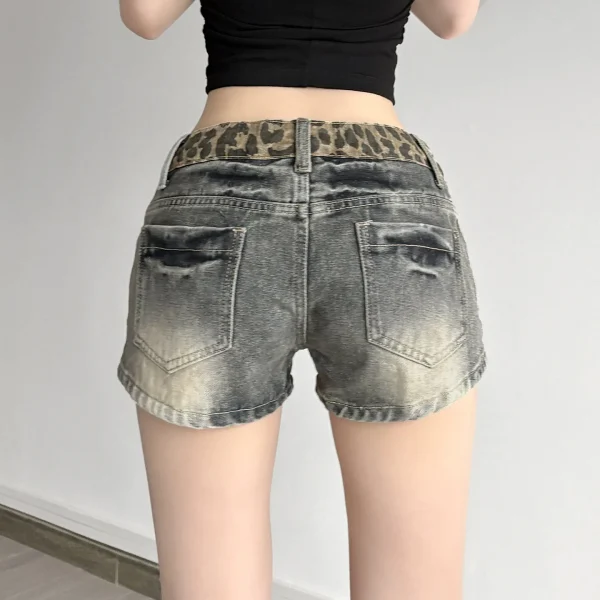 Short léopard femme denim rétro sexy hot pants