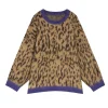 Pull léopard oversize col violet femme
