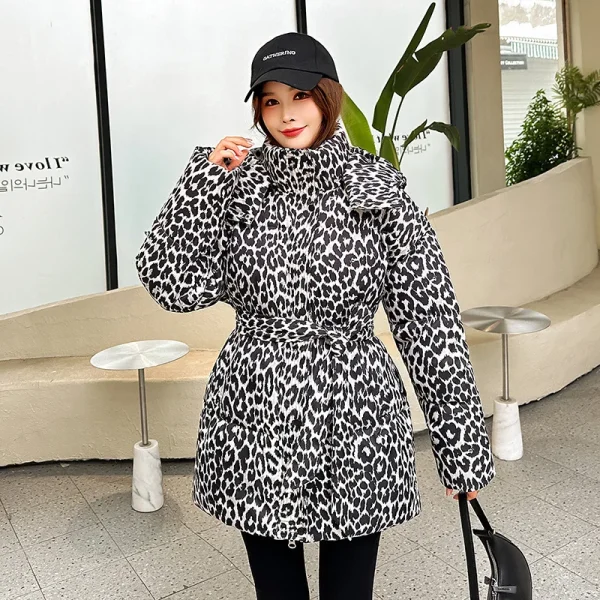Doudoune léopard femme – Chaude et ample en coton