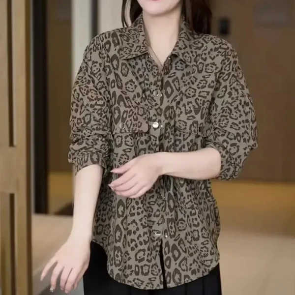 Chemise léopard rétro femme style loose
