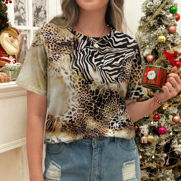 T shirt léopard et zébré femme