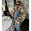 manteau leopard femme fourrure