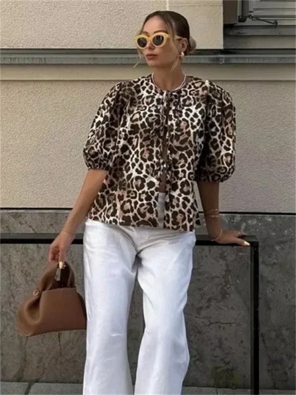 Chemise imprimée leopard femme