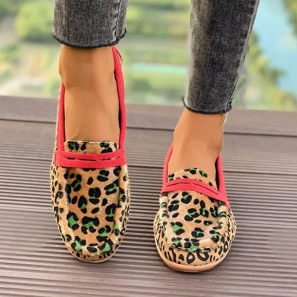 Mocassin léopard femme