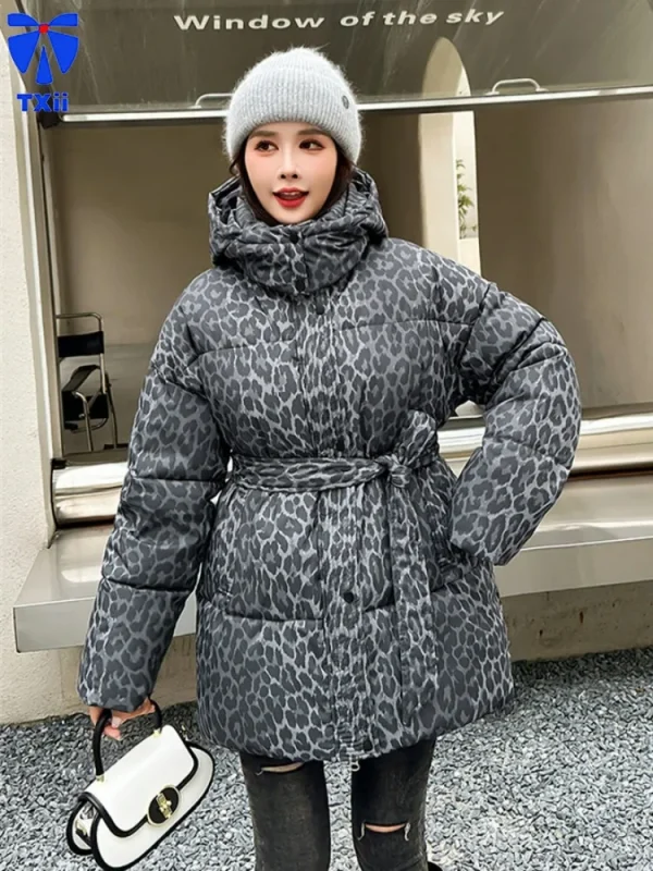Doudoune léopard femme – Chaude et ample en coton