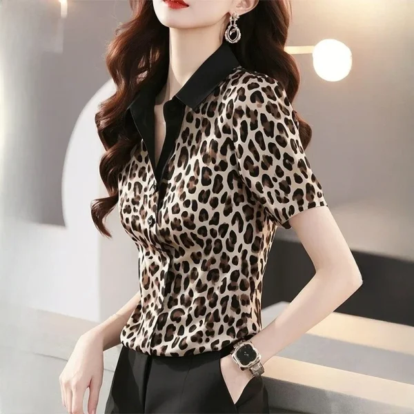 chemise leopard femme en chiffon slim