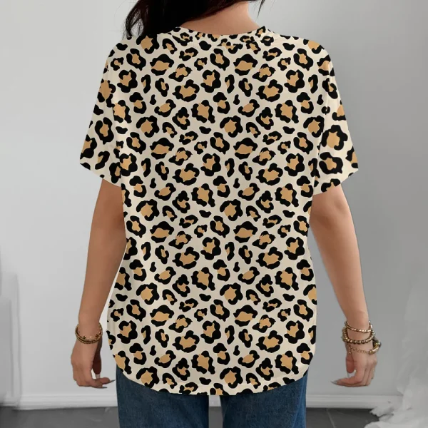 T-shirt léopard femme casual – col rond café léger
