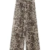 Pantalon léopard femme satin – taille haute élégante avec ceinture