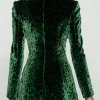 Veste blazer léopard verte femme en velours – Élégante et rétro