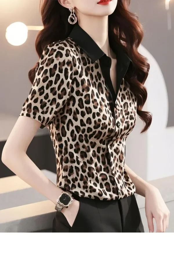 Chemise léopard femme en chiffon slim