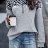 Pull léopard femme manches longues automne-hiver