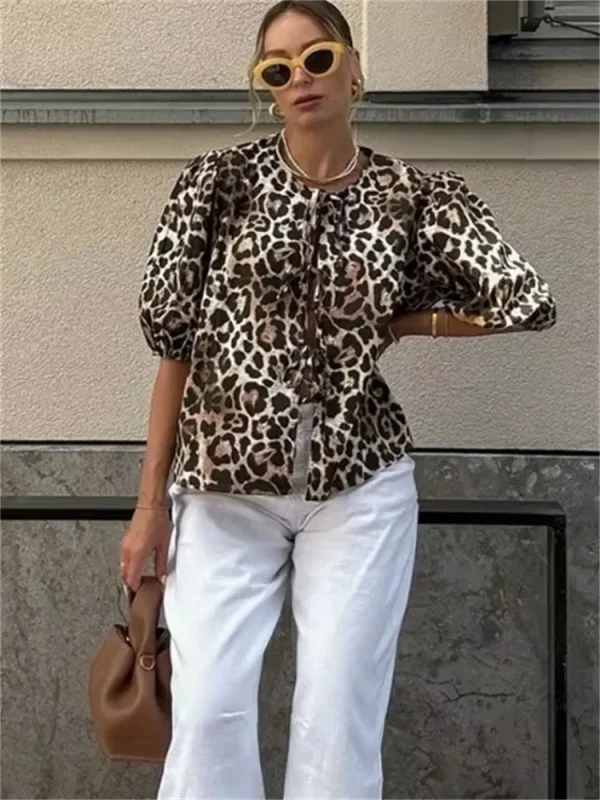 Chemise imprimée leopard femme