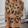 pull leopard femme marron