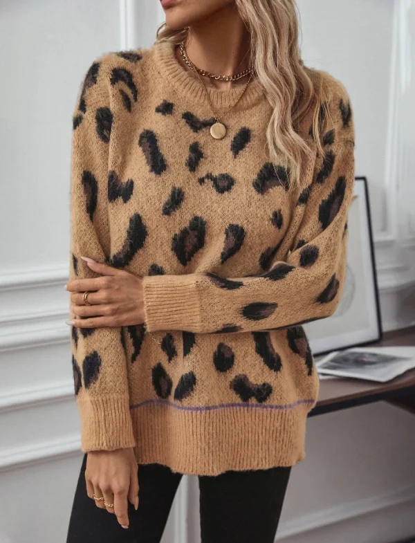 pull leopard femme marron