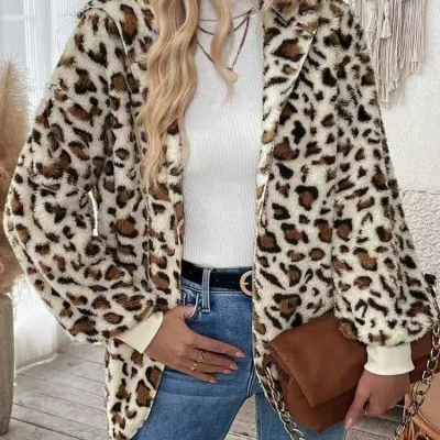 veste leopard a capuche femme