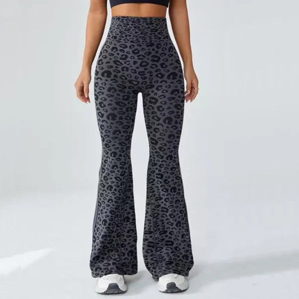 Legging léopard femme taille haute – flare gainant yoga et fitness
