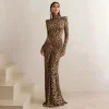 robe longue leopard femme elegante