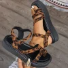 Sandales léopard femme – plateforme compensée