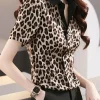 Chemise léopard femme en chiffon slim