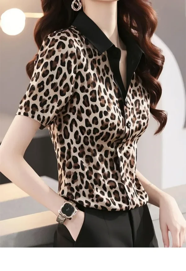 Chemise léopard femme en chiffon slim