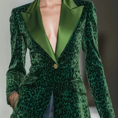 veste blazer leopard vert