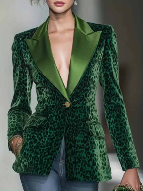veste blazer leopard vert