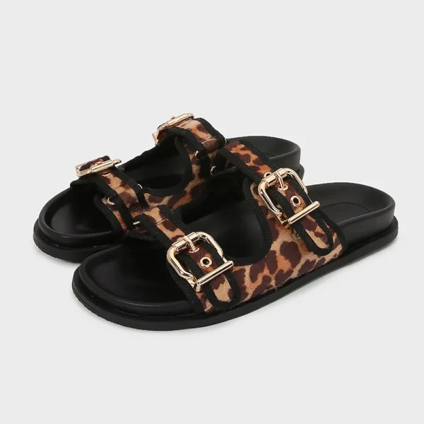 sandale style leopard noir